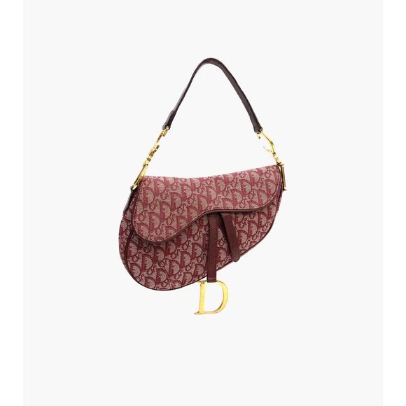 DIOR Burgundy Oblique Saddle Bag A-A15469 - Picture 1 of 11